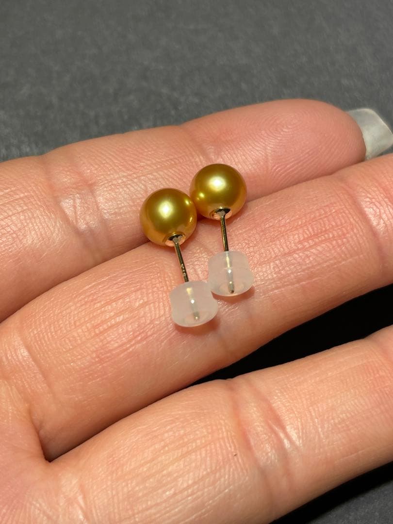 パールピアス 南洋ゴールドパールピアス 真珠ピアス K18エイロゴールド