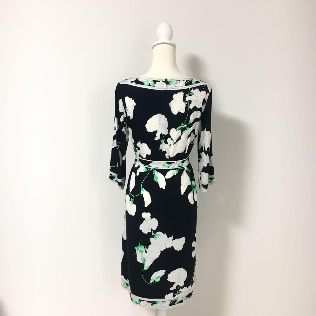 近年美品　LEONARD レオナール　カンカン　ストレッチ　ベルト　ワンピース