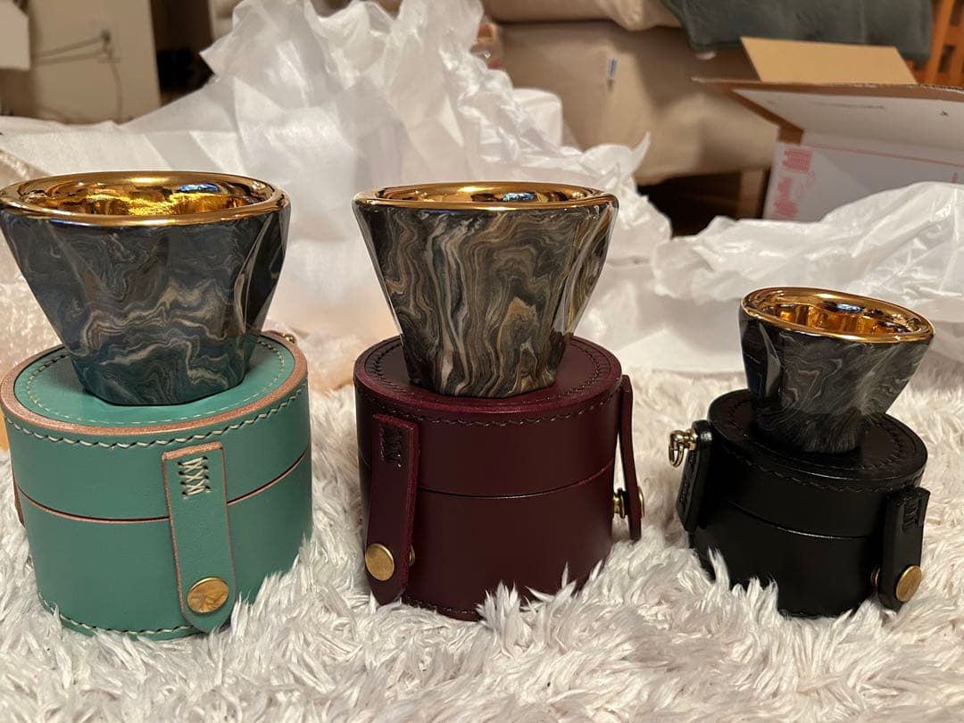 今村能章　キングカップ×2 エスプレッソカップ×1 egg×1 レザーケース付き