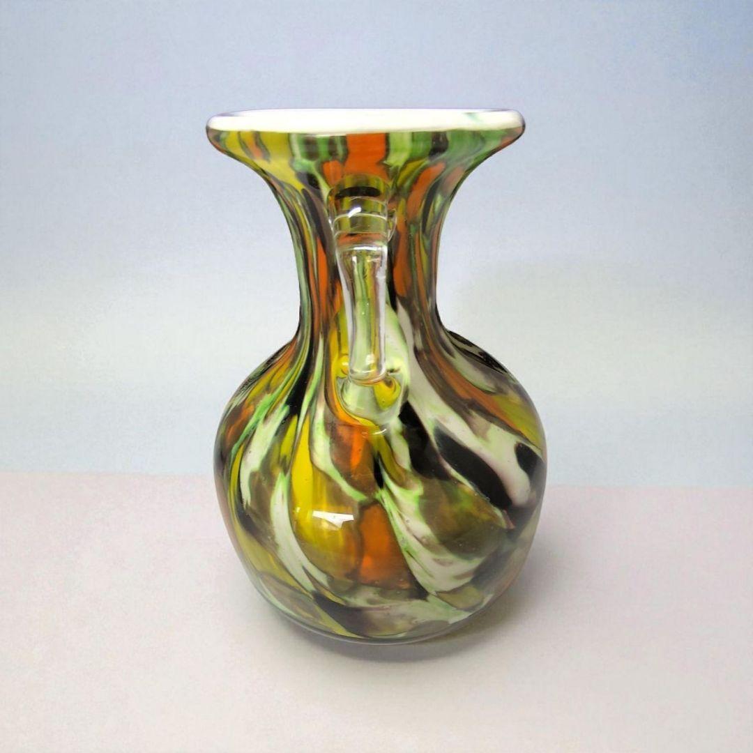 希少カメイガラス OSAKA 虹色 マーブル ピッチャー型 花瓶 No.5