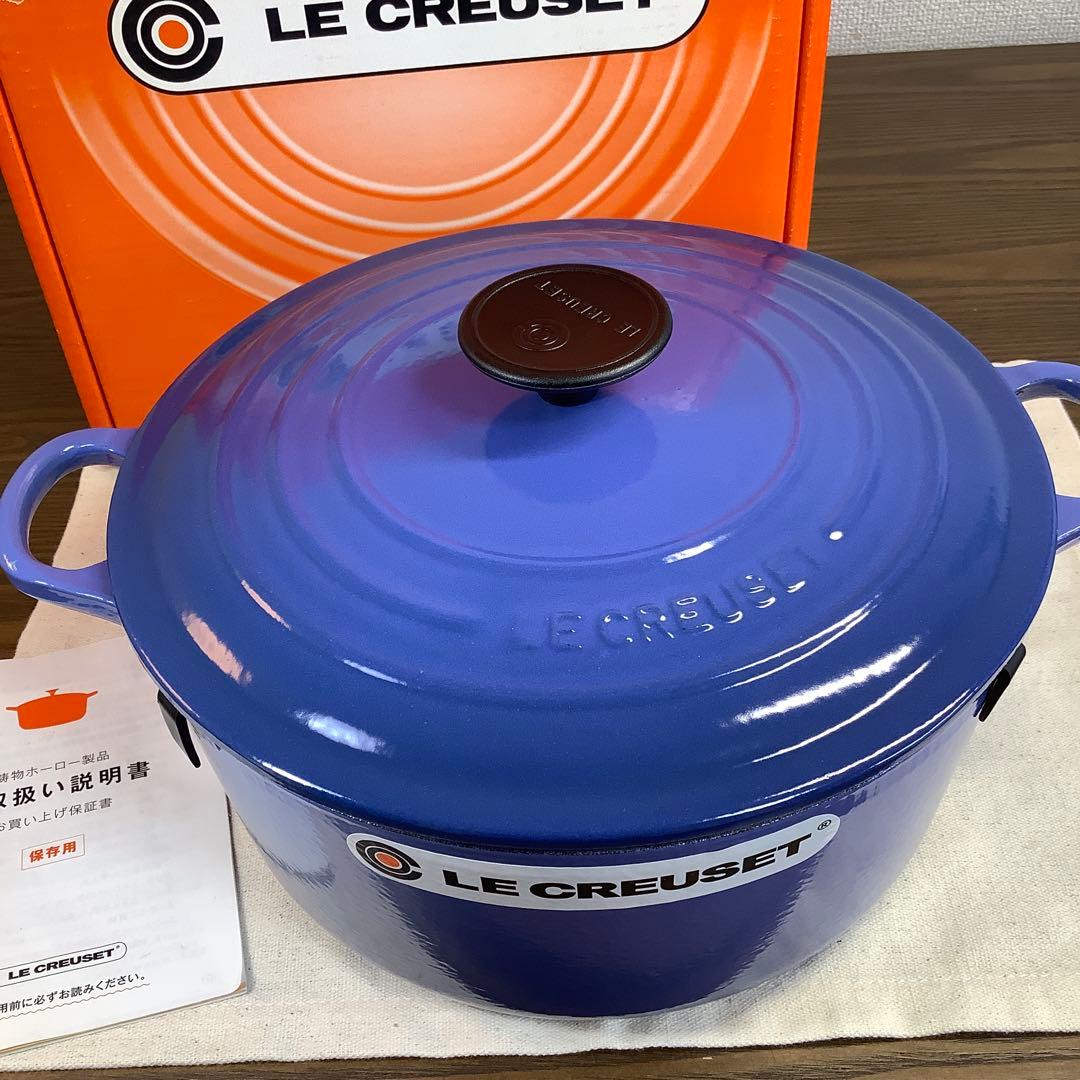 【未使用品】ルクルーゼ ココット・ロンド 24cm コバルトブルー