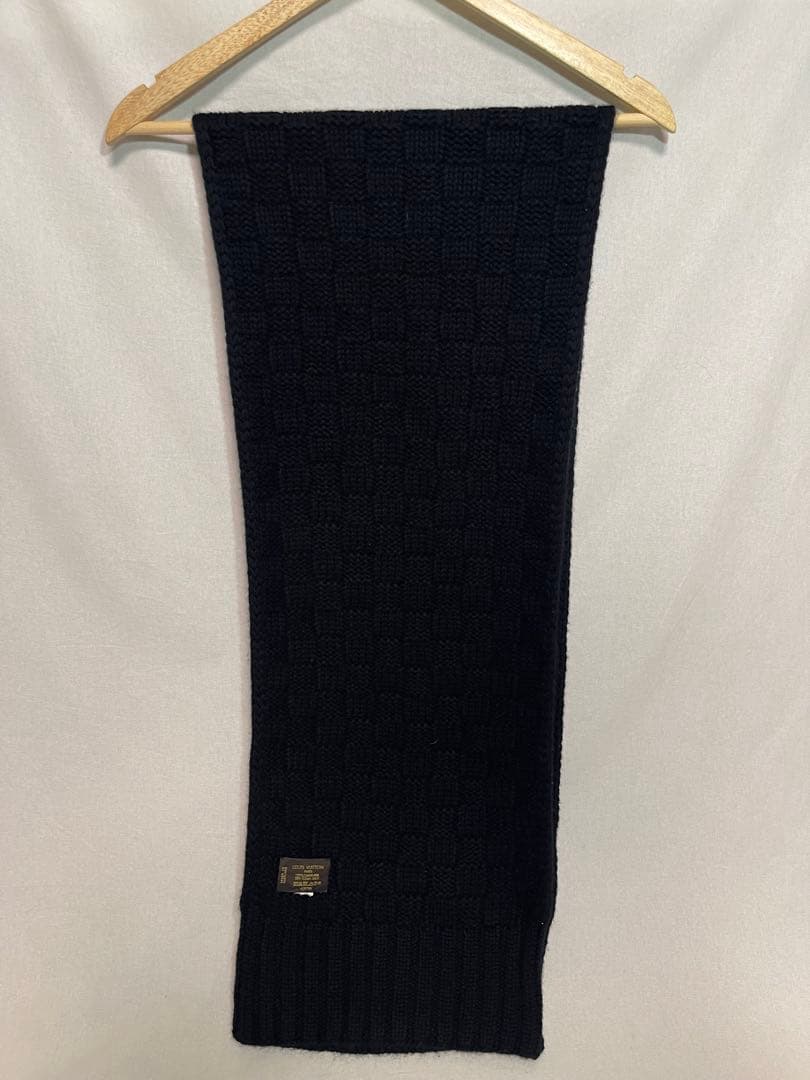 ★LOUIS VUITTON★カシミヤ★ニット マフラー★ダミエ★ブラック★LV