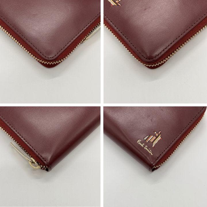 希少色✨️ポールスミス ラビット ラウンドファスナー長財布 レッド レザー 本革