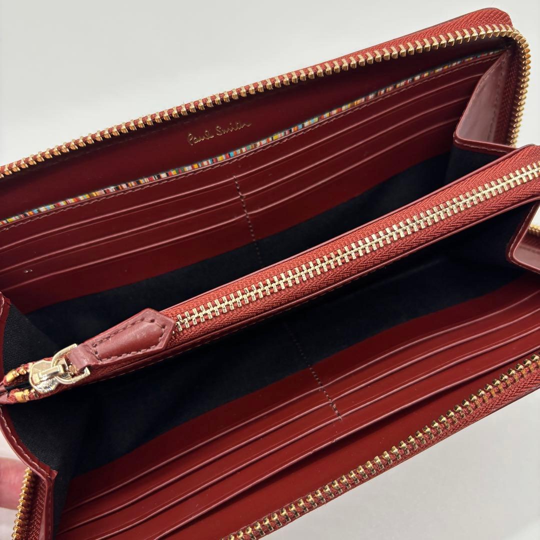 希少色✨️ポールスミス ラビット ラウンドファスナー長財布 レッド レザー 本革