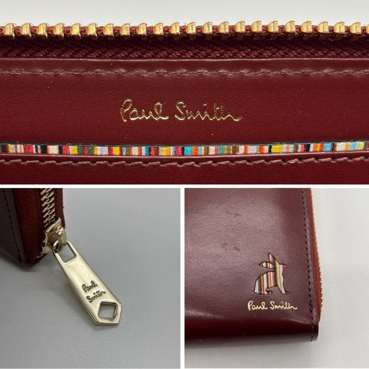 希少色✨️ポールスミス ラビット ラウンドファスナー長財布 レッド レザー 本革