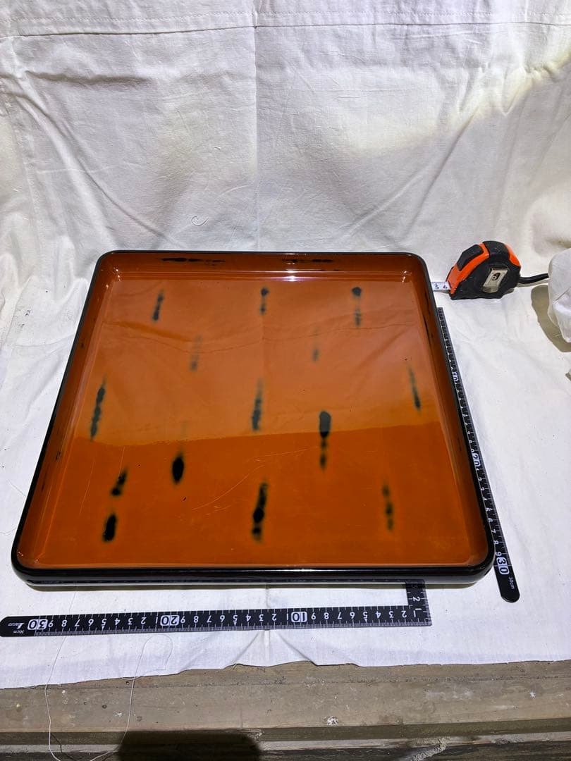 昭和レトロ 漆塗り 角盆 10枚セット 大型トレー 約40cm