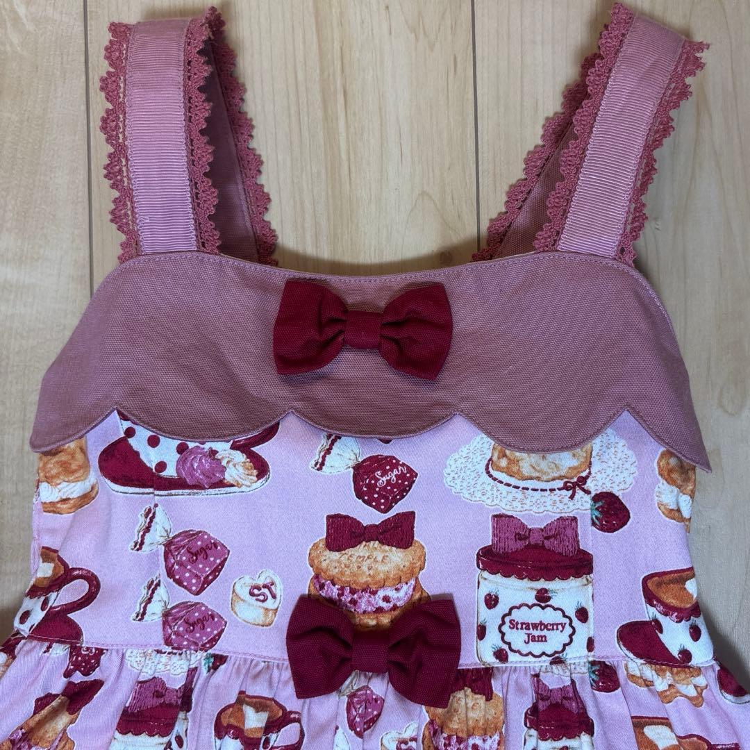 スイーツ柄ピンクノースリーブワンピース