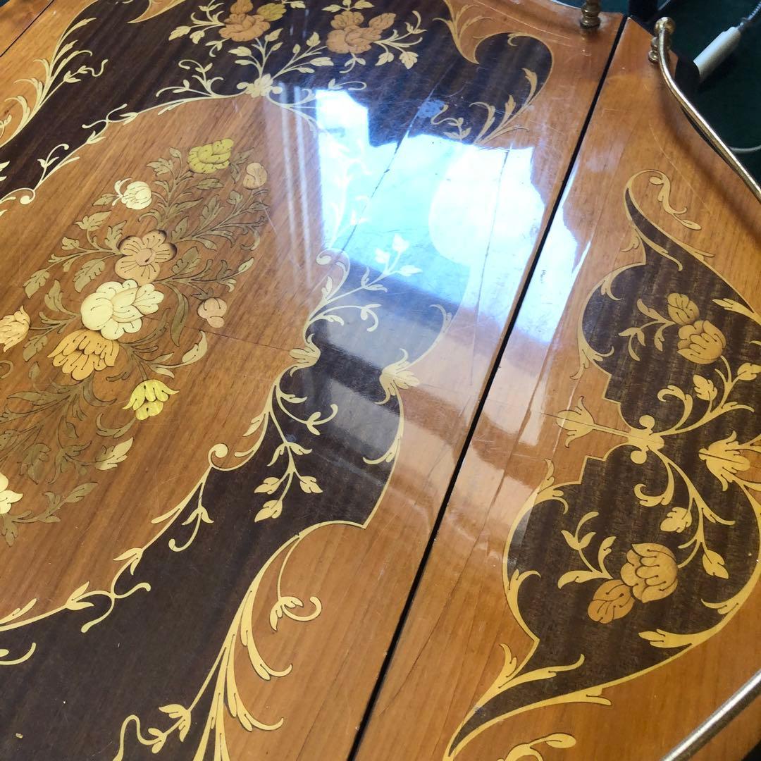 イタリア製　バタフライキッチンワゴン　アンティーク　ワゴン　ビンテージ　象嵌細工