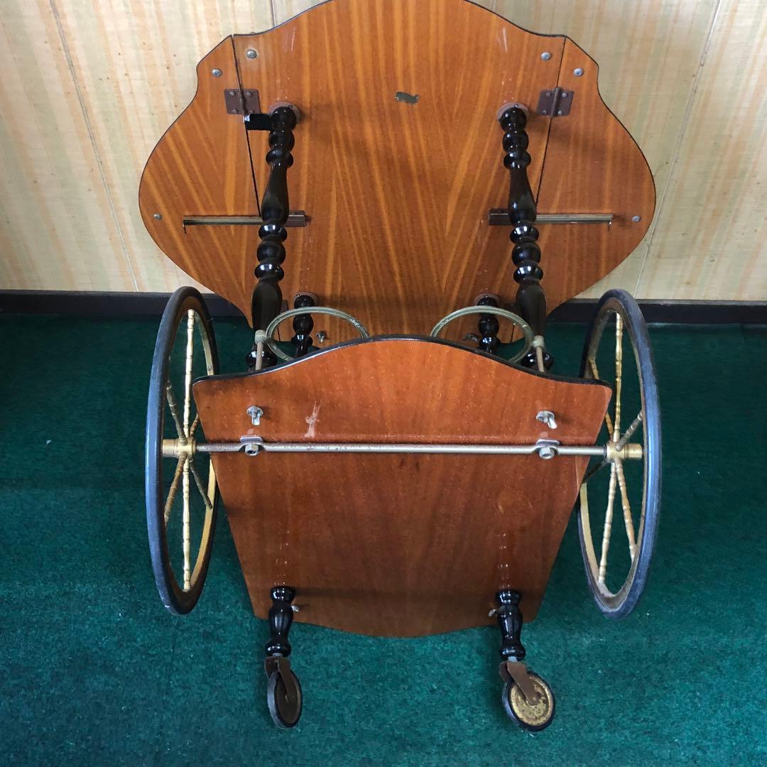 イタリア製　バタフライキッチンワゴン　アンティーク　ワゴン　ビンテージ　象嵌細工