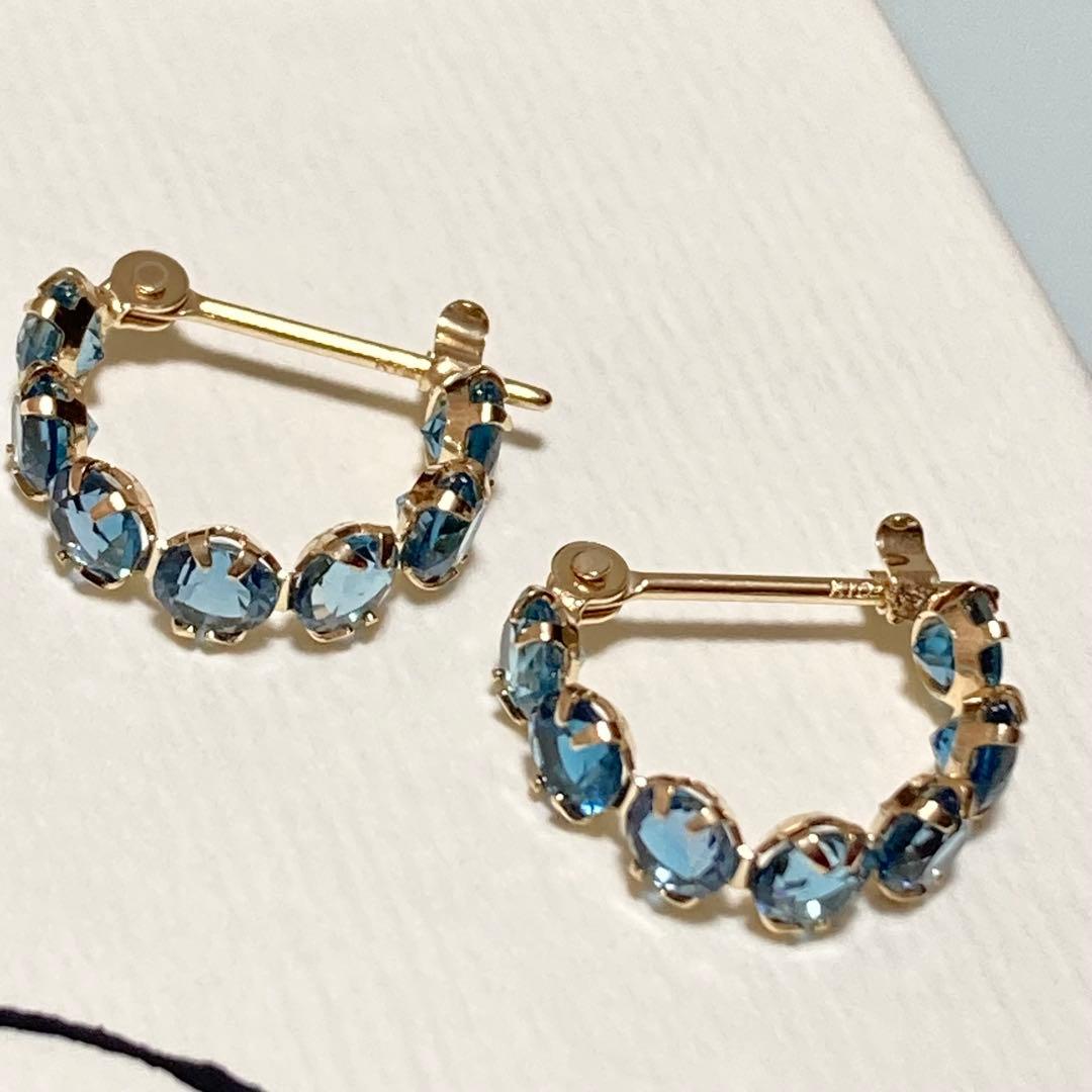 cui-cui K10YG ロンドンブルートパーズ スナップフープピアス｜未使用