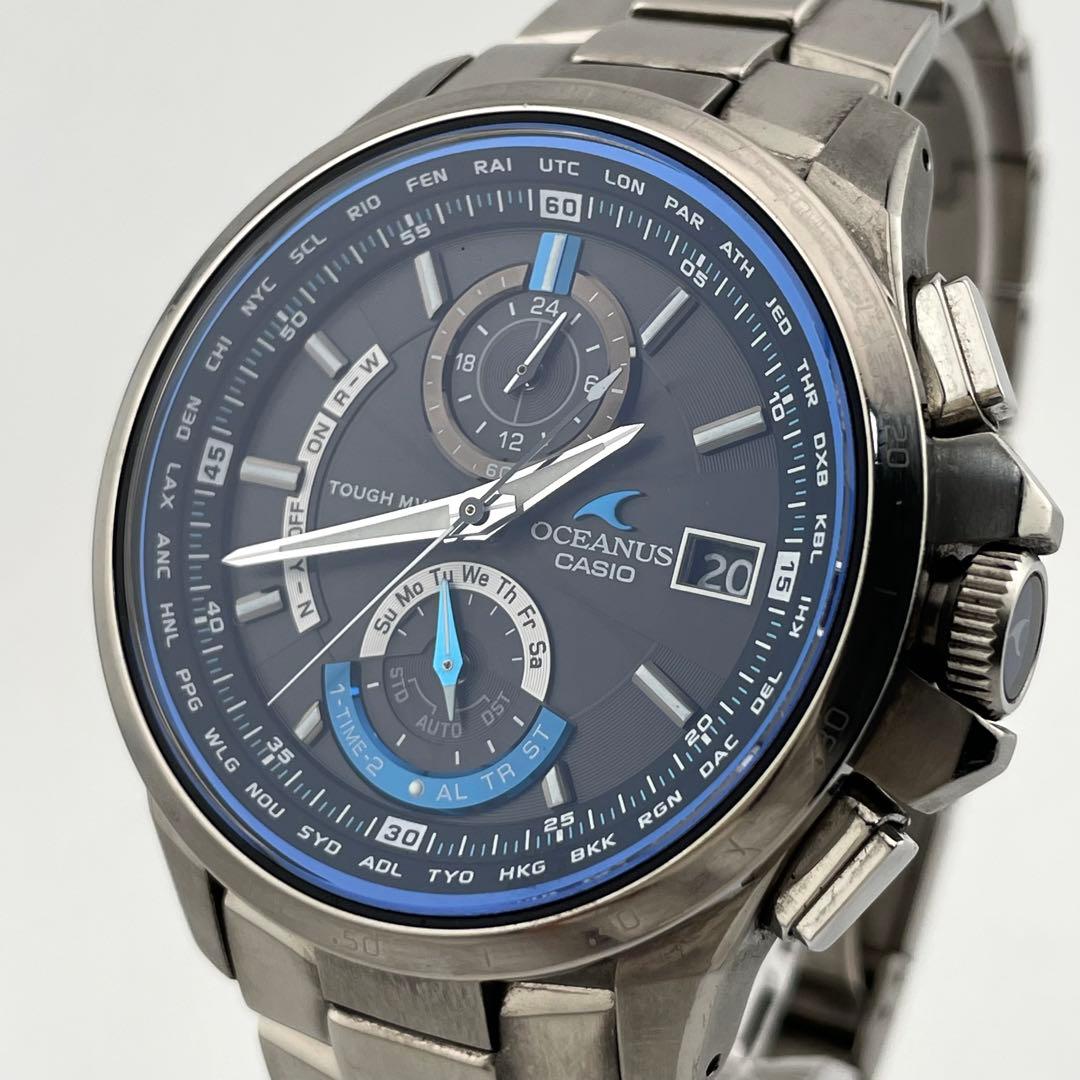 【稼働/タフソーラー】カシオ　オシアナス　電波ソーラー　チタン　腕時計　メンズ