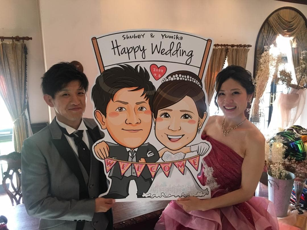 似顔絵特大パネル★サプライズ　結婚式　二次会　似顔絵　ウェルカムボード　お祝い