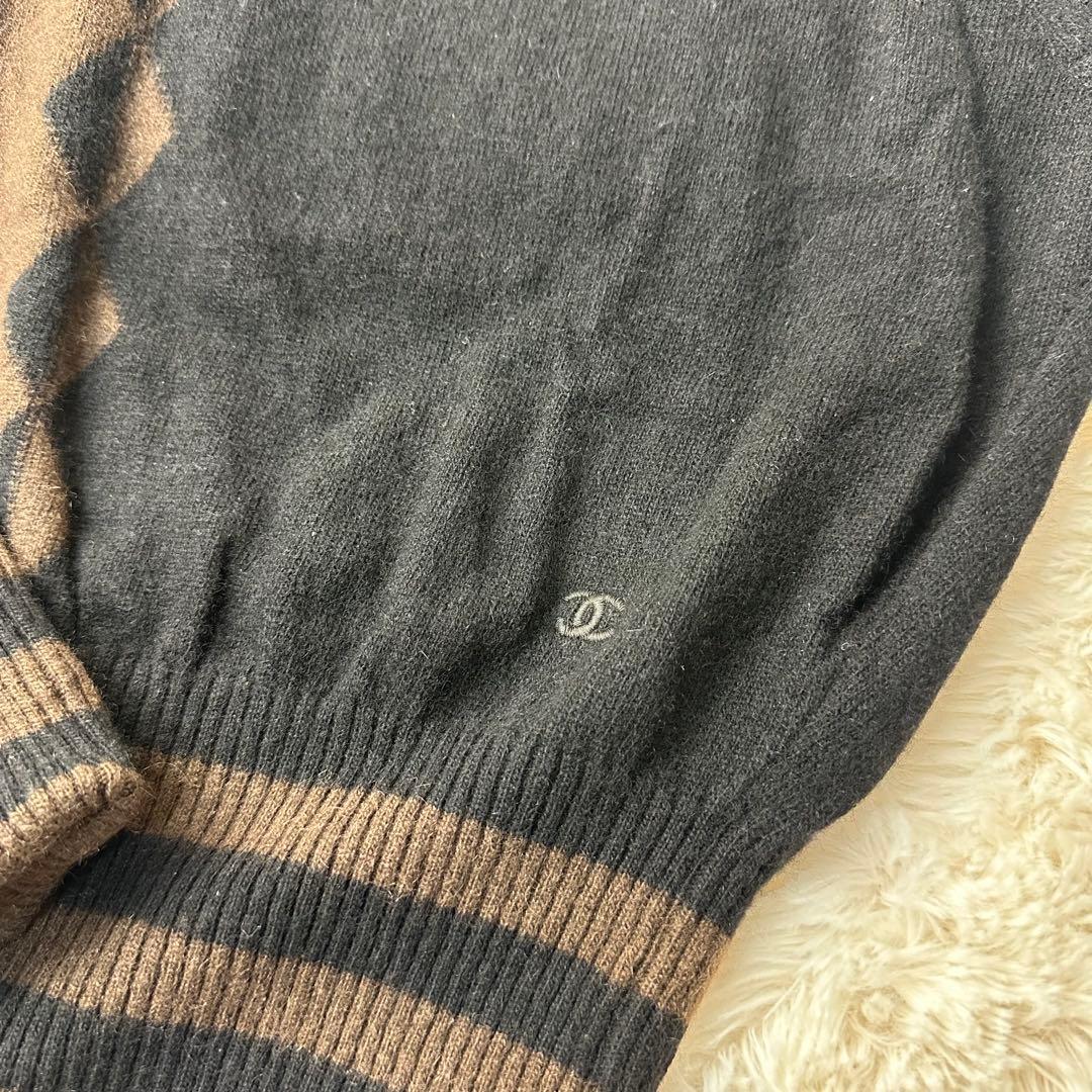 極美品 CHANEL VINTAGE カシミヤ100% バイカラー ニット ココ