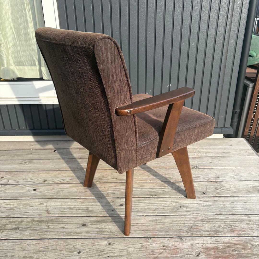 ①北欧レトロ 山善 回転式 天然木製椅子 アームチェア ダイニングチェア コタツ