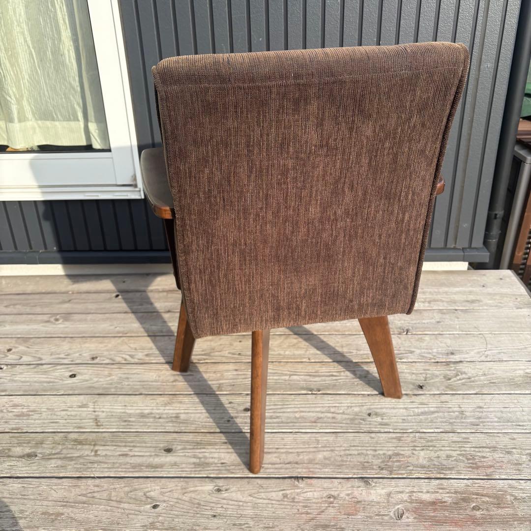 ①北欧レトロ 山善 回転式 天然木製椅子 アームチェア ダイニングチェア コタツ