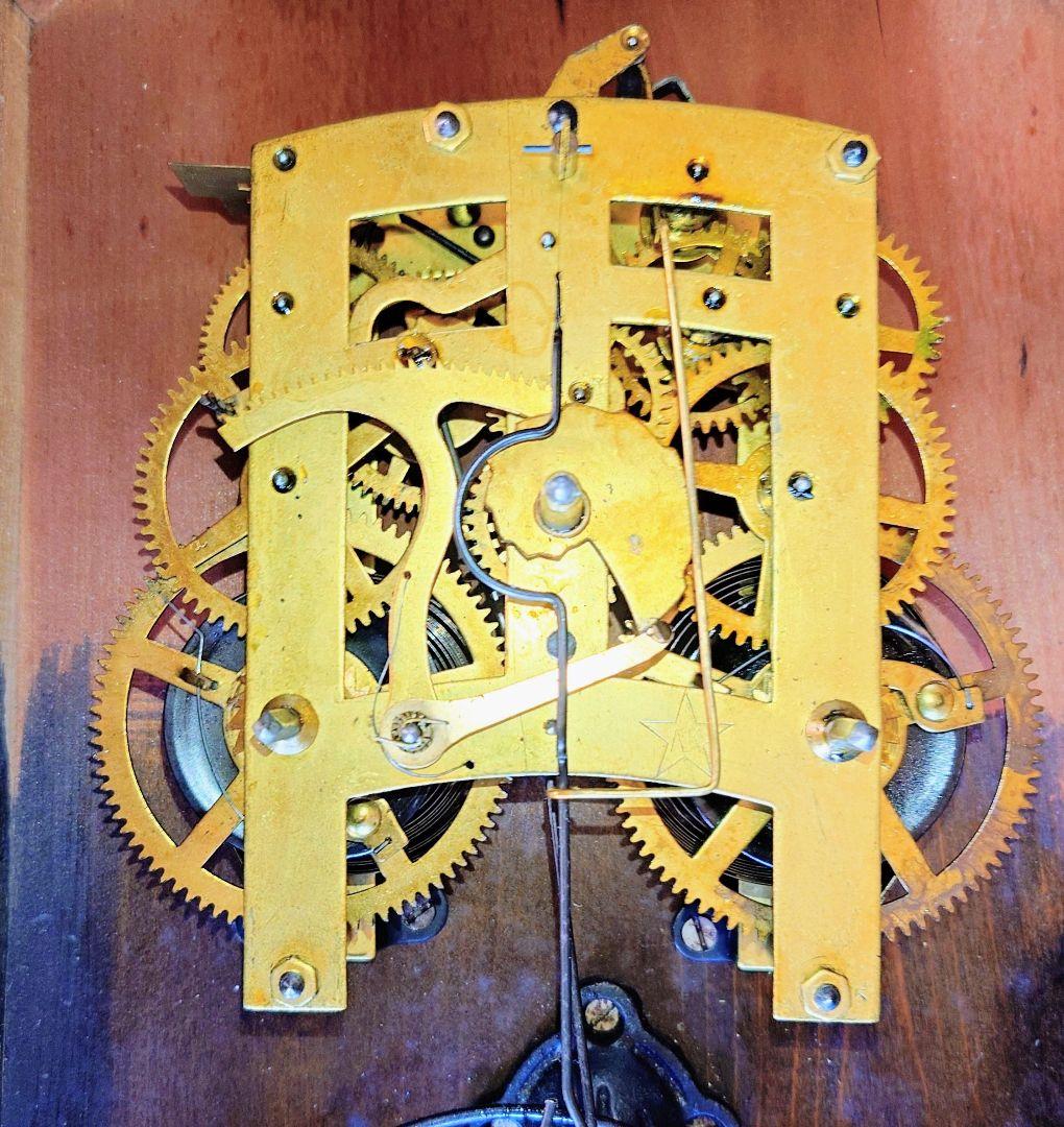 〈完動・美品〉栄計舎　OCCUPIED JAPAN　本打式宮型ゼンマイ振り子時計