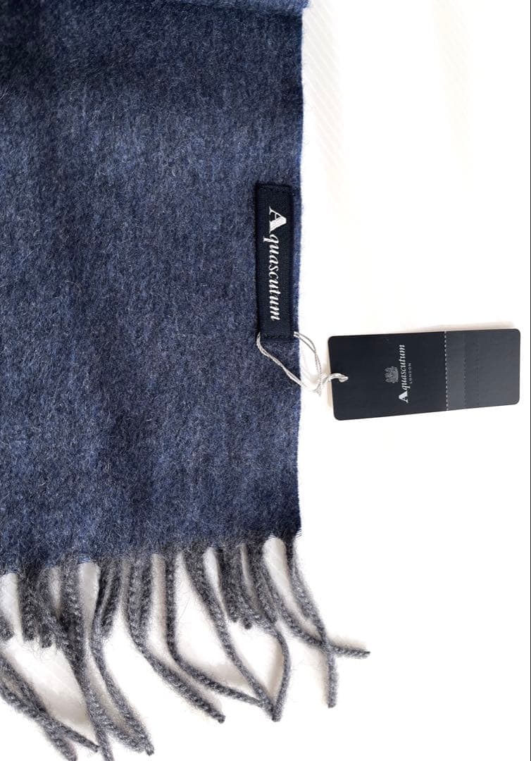 【新品タグ付き】Aquascutum ダークブルー カシミヤマフラー