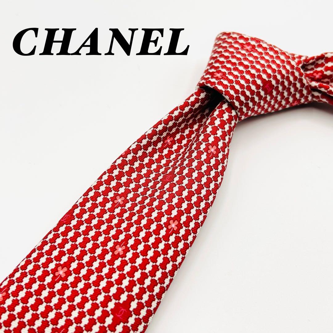 ✨美品✨CHANEL ココマーク　チェーン　桜　サクラ　高級シルク　ネクタイ