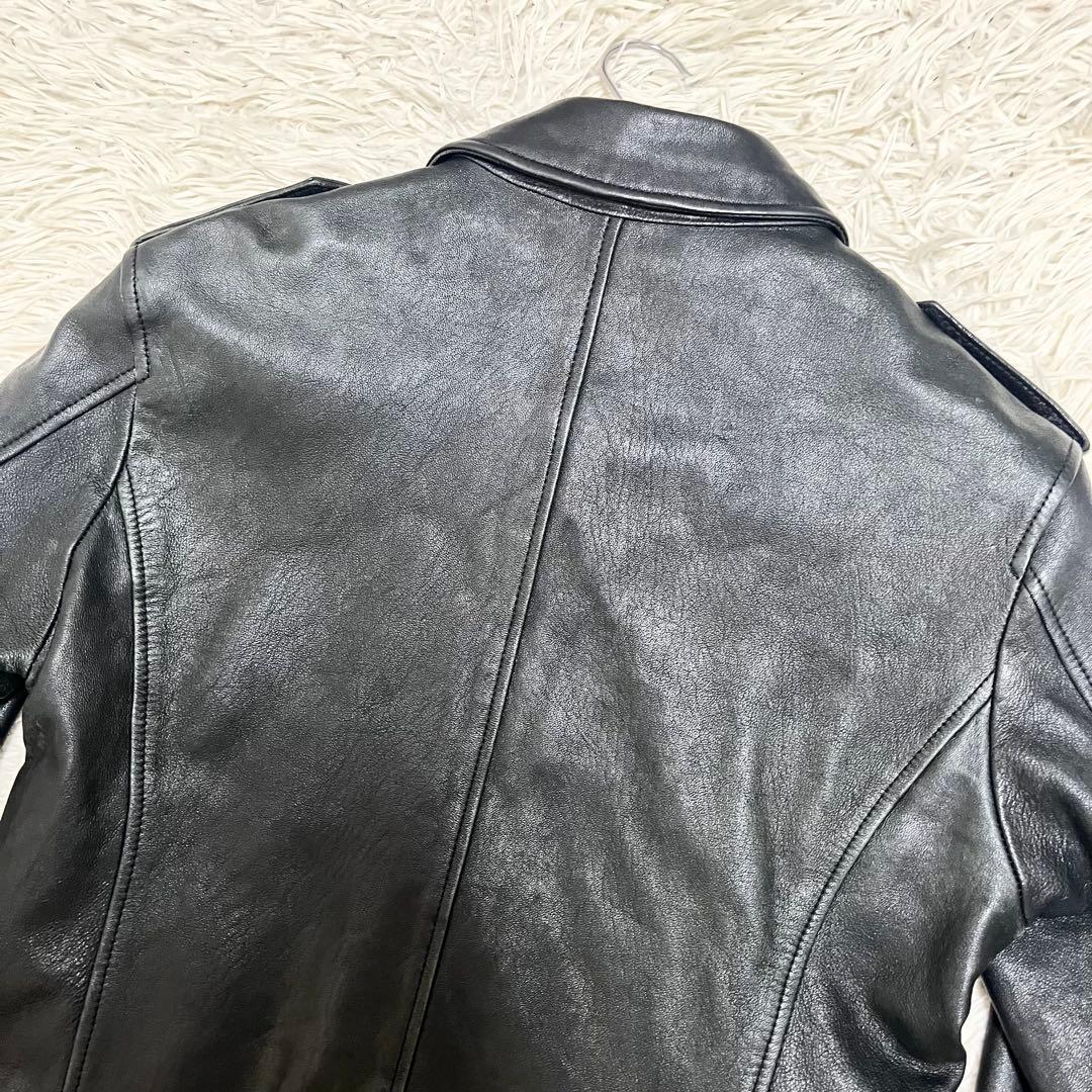 美品✨バーバリーブラックレーベル レザージャケット ダブルライダース 羊革 黒M