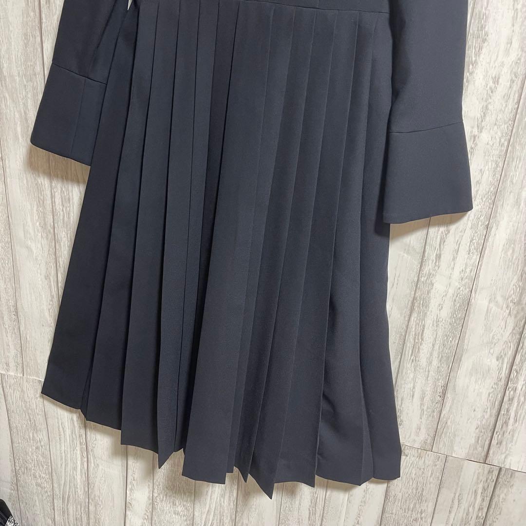 おりばー　セルフォード ボウタイプリーツ ワンピース リボン ネイビー