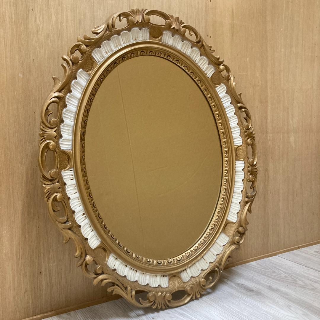 イタリア　アンティーク調　エレガント　彫刻　ウォールミラー　壁掛け　鏡