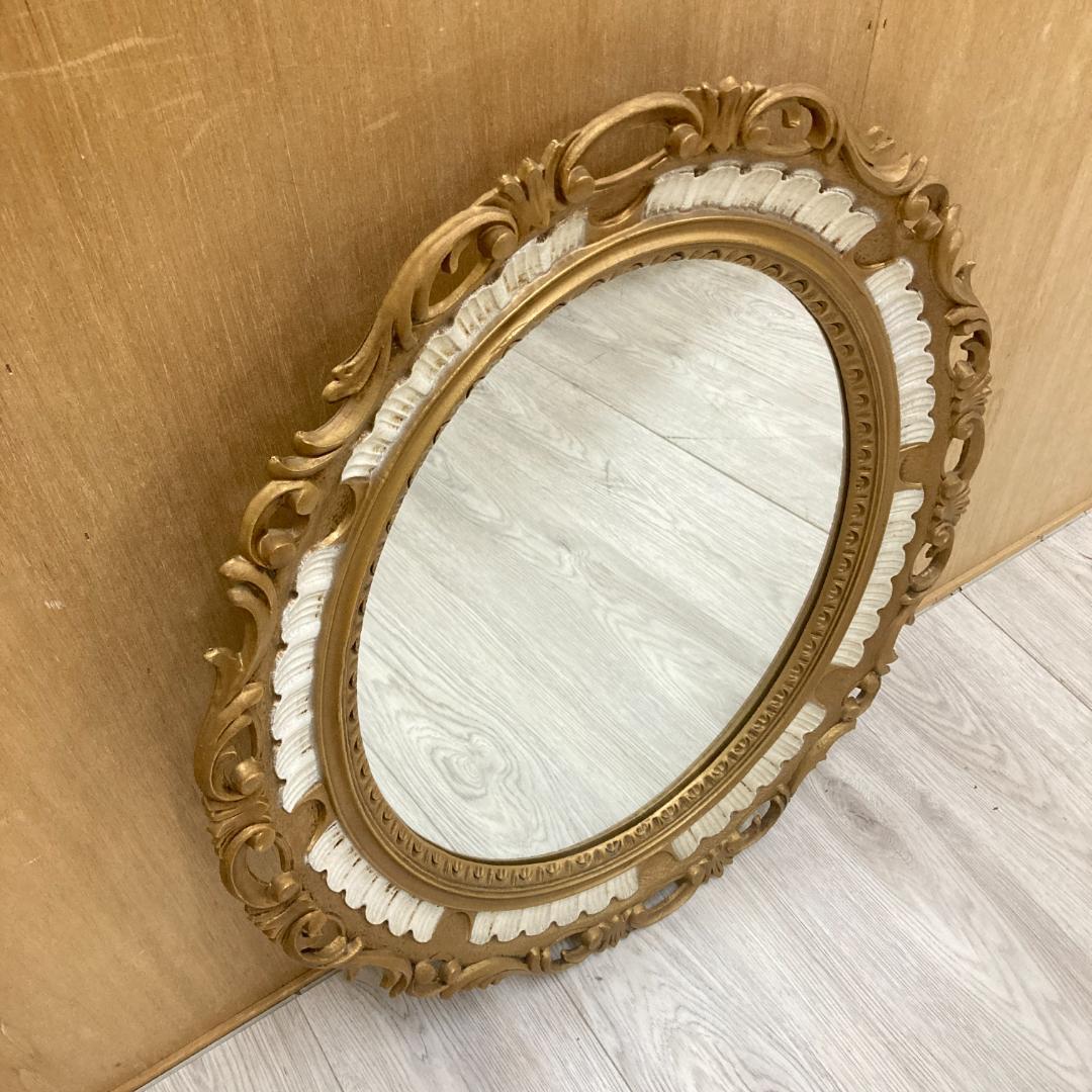 イタリア　アンティーク調　エレガント　彫刻　ウォールミラー　壁掛け　鏡