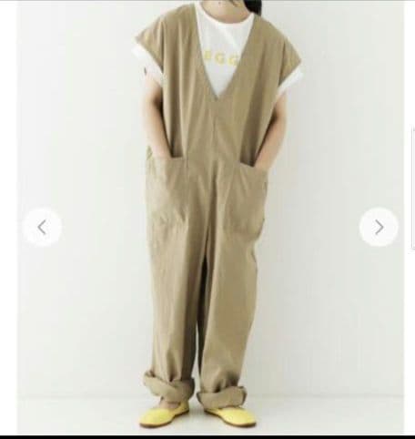 ネストローブ【UpcycleLino】オールインワン　サロペット　ベージュ