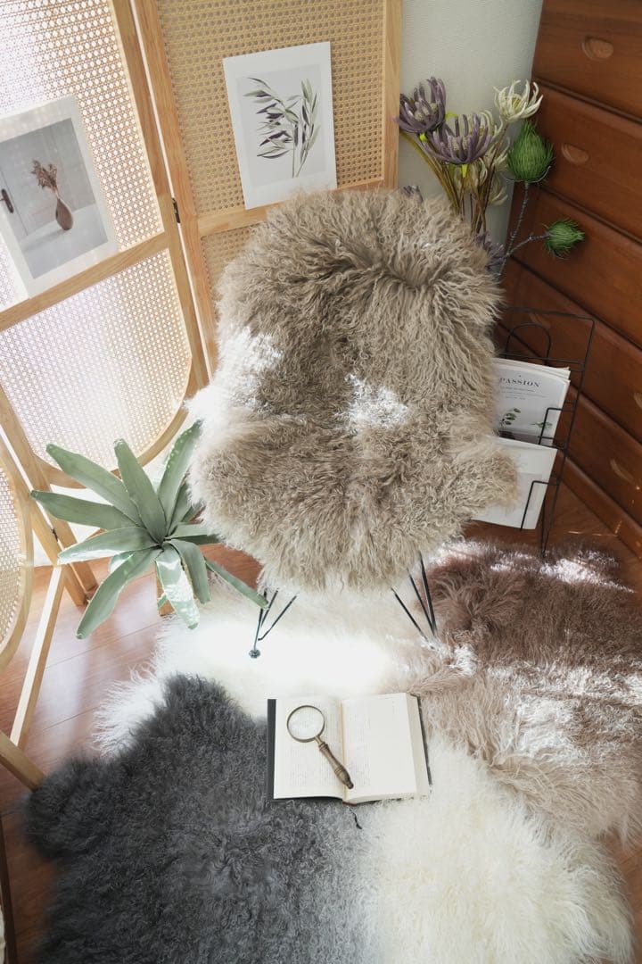 チベットラムスキン1匹物約60×95cm ブラウン