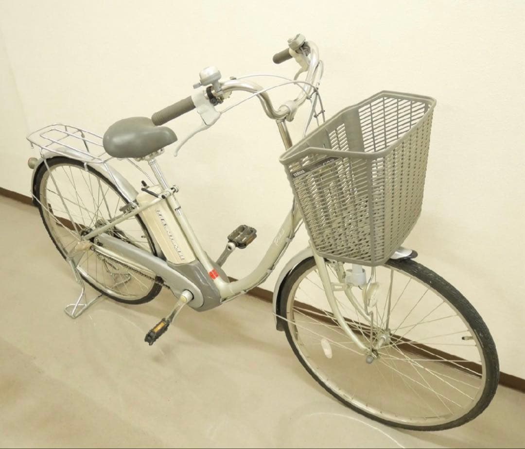 直接引き取りのみ 大阪 電動アシスト自転車 シルバー 前カゴ付き YAMAHA