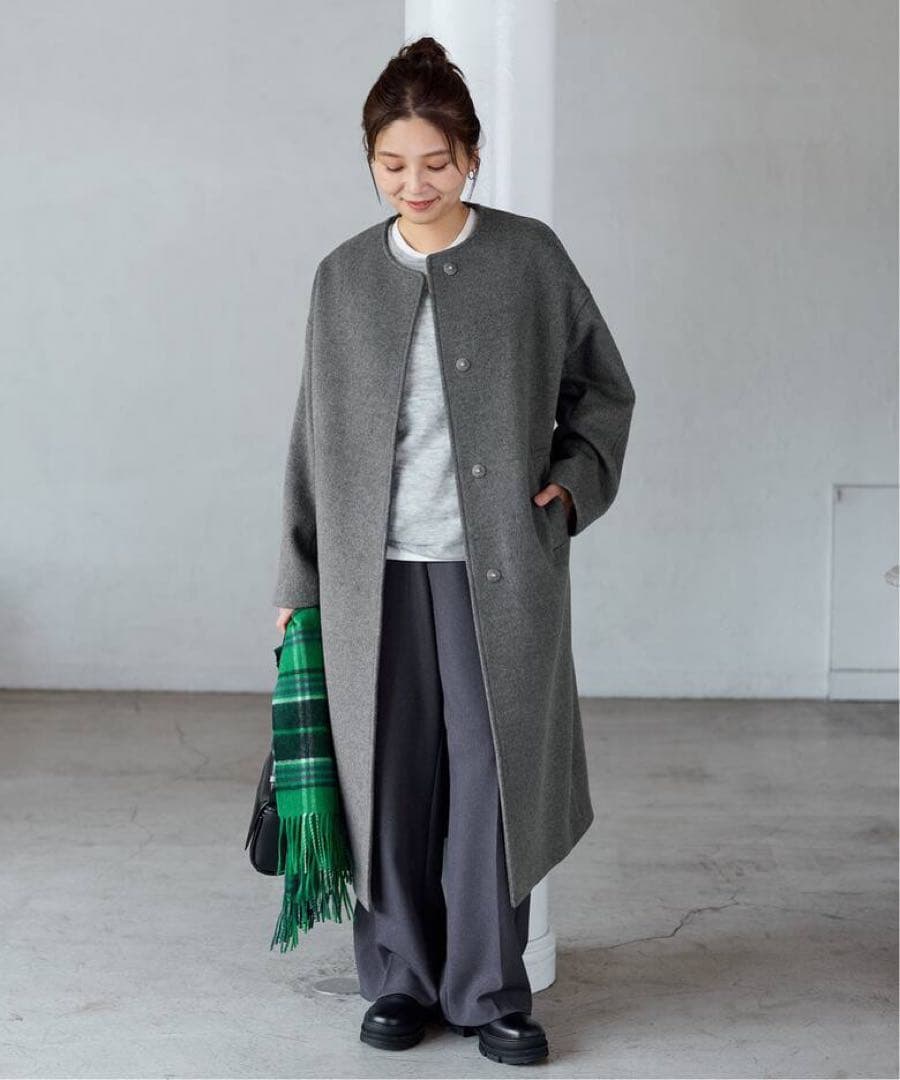 【美品】JOURNAL STANDARD スーパー140ビーバーノーカラーコート