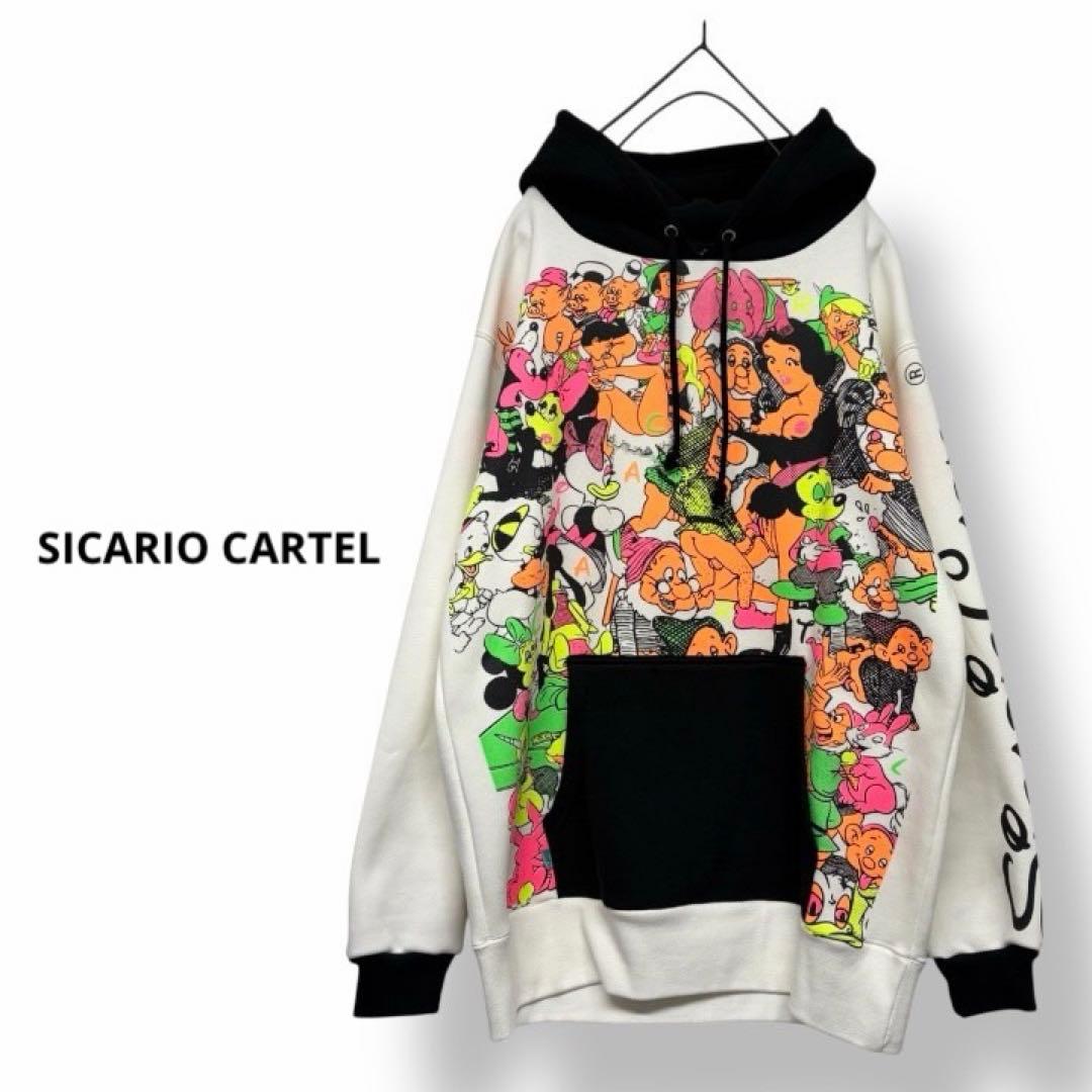 SICARIO CARTEL シカリオカルテル 総柄パーカー 袖プリパーカー