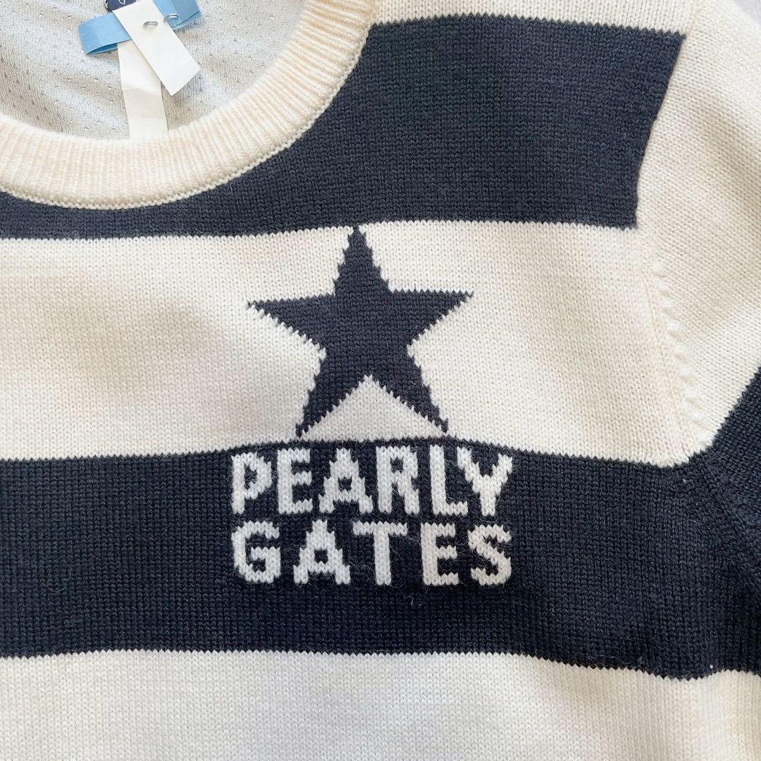 極美品　パーリーゲイツ　近年　蓄熱裏地　防風　スニード　ニット　ボーダー　スター