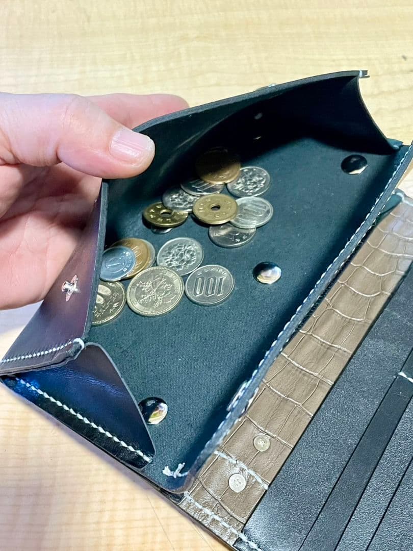 長財財布☆牛本皮・クロコ調★【新品】★