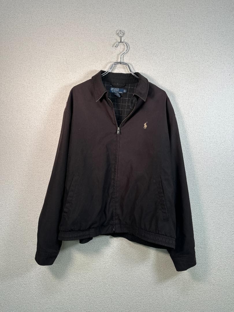 90s~00s ポロ ラルフローレン スウィングトップジャケット L ブラック