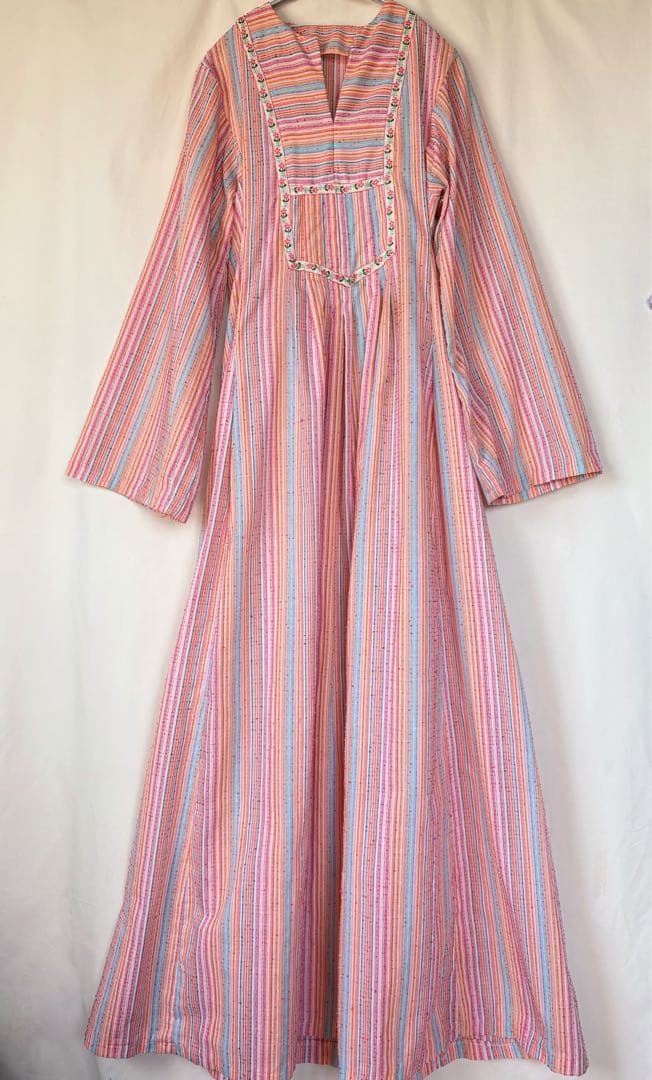 70s vintage ストライプ ワンピース