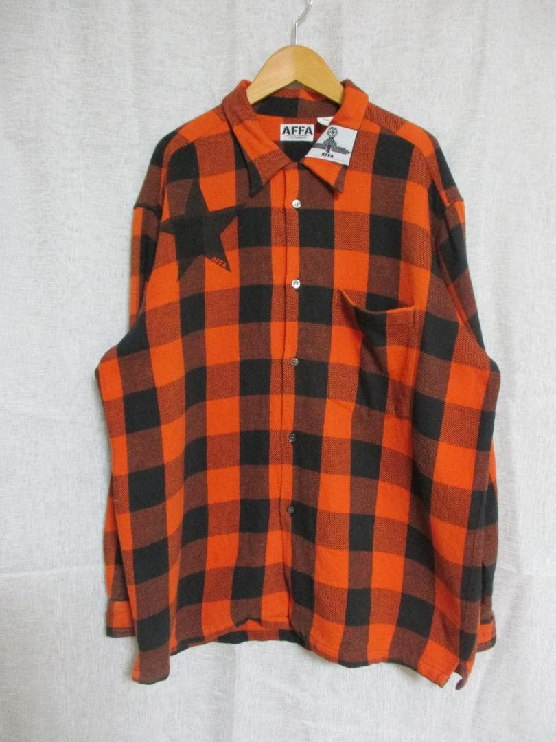 AFFA 思想家 ネルシャツ マルクス オレンジ×ブラック ｌサイズ 激レア