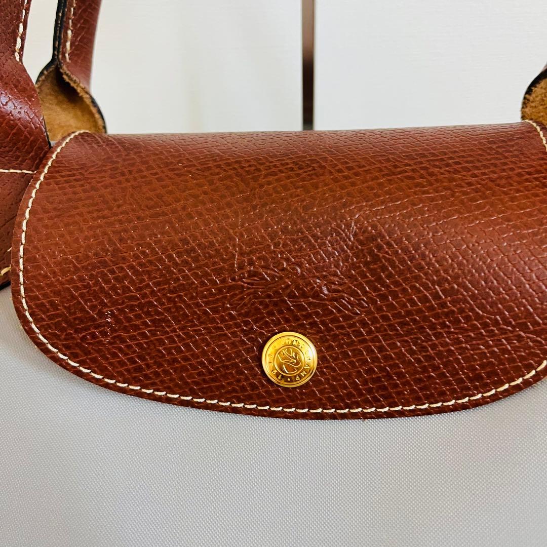 【美品】ロンシャン プリアージュ グレー ボストンバッグ 旅行 正規店カード