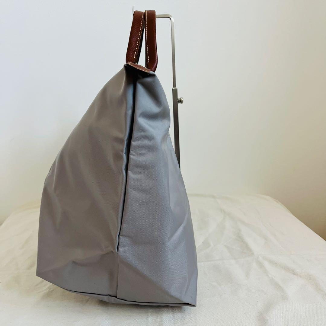 【美品】ロンシャン プリアージュ グレー ボストンバッグ 旅行 正規店カード