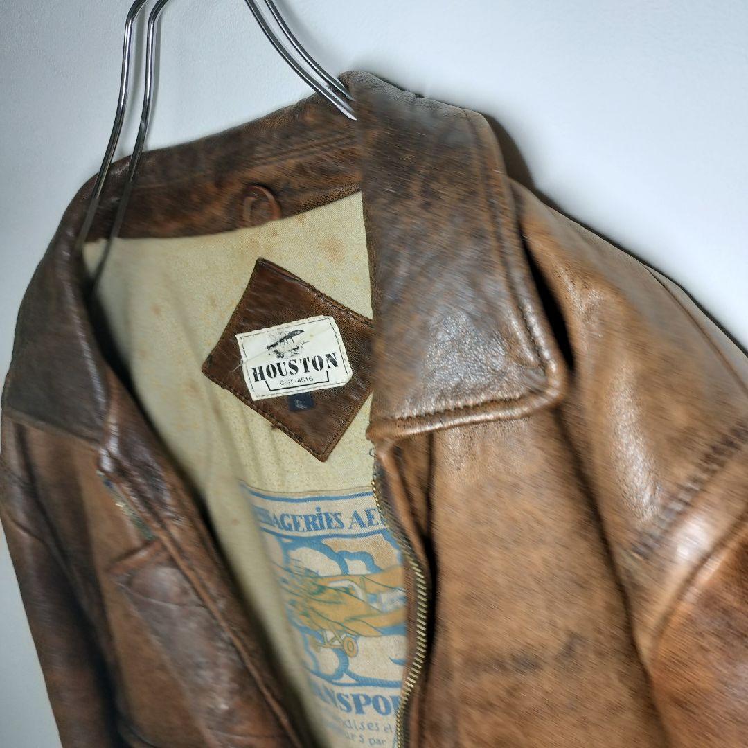 Houston ヒューストン ヴィンテージ フェード ラムレザー ジャケット L