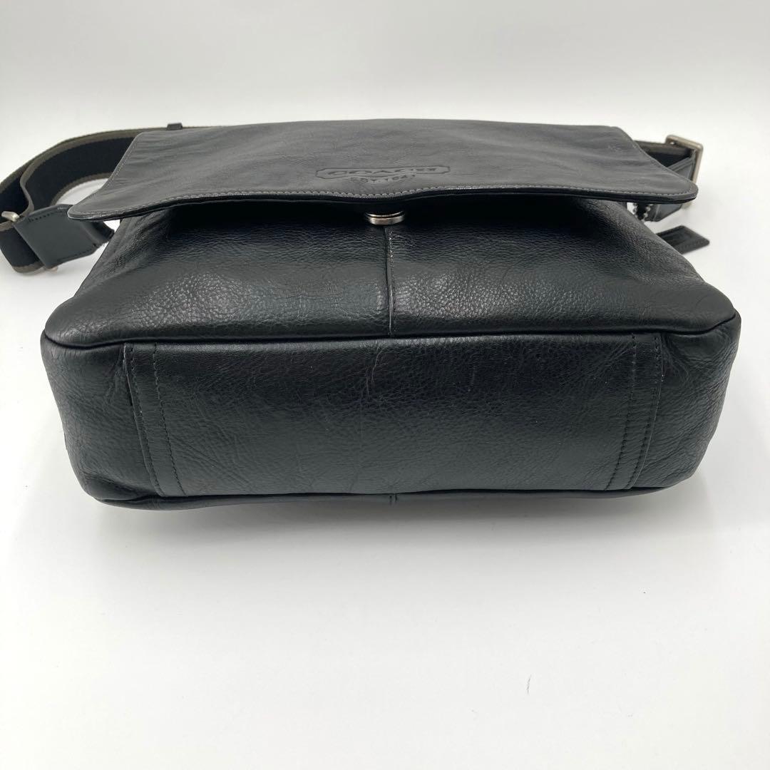 美品✨COACH コーチ メッセンジャーバッグ ヘリテージ レザー フラップ 黒