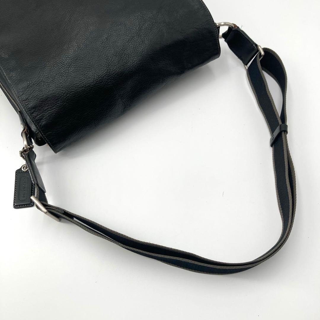美品✨COACH コーチ メッセンジャーバッグ ヘリテージ レザー フラップ 黒