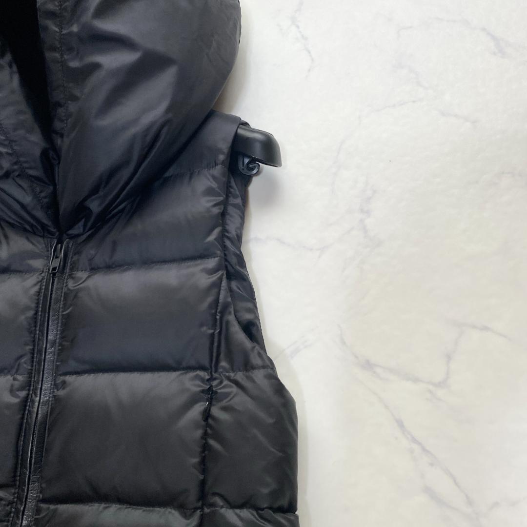 ダイアグラム ラムファーダウンベスト 切替 レザー ブラック 36 フード