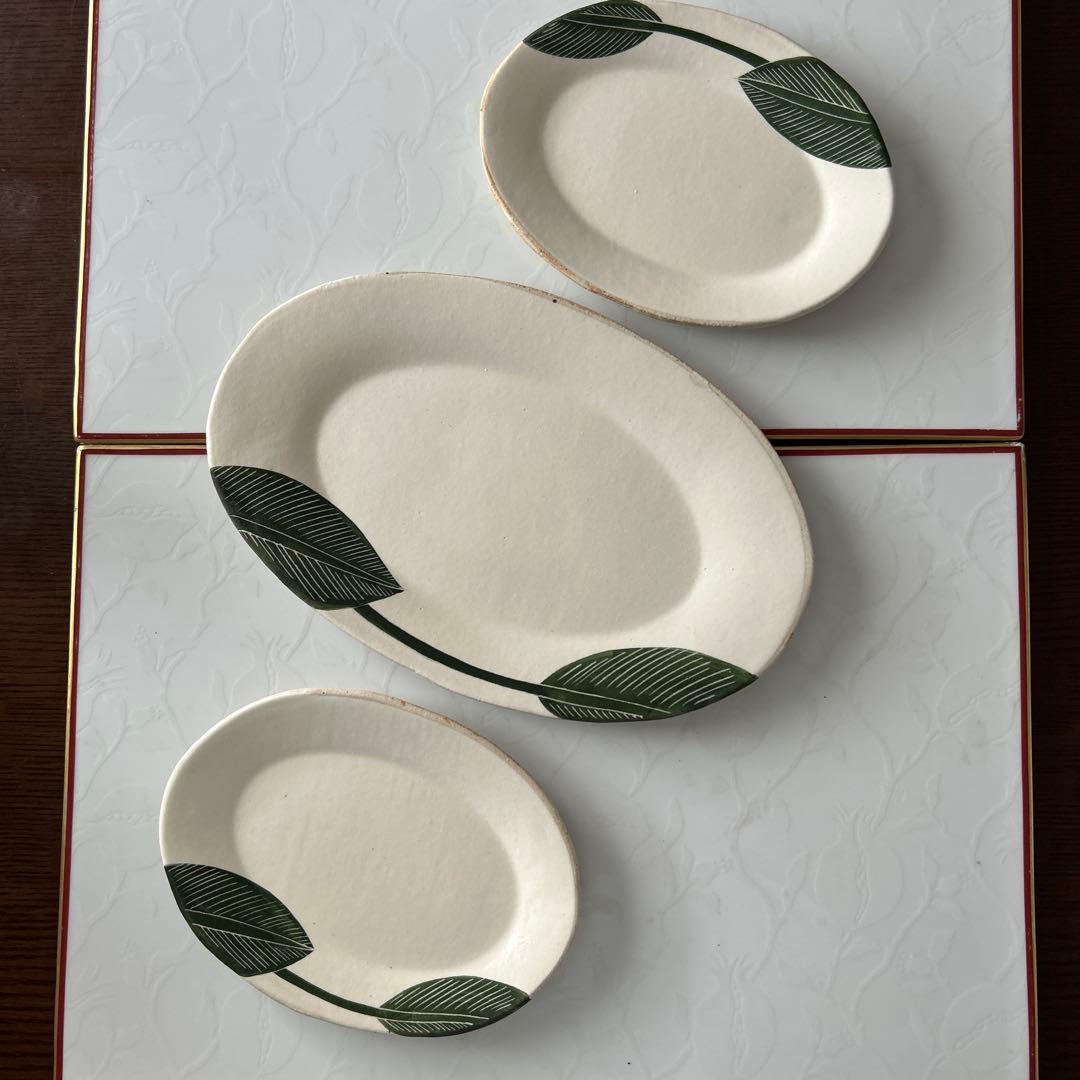 大谷桃子　バナナの葉オーバルリム皿　Ｌ　M