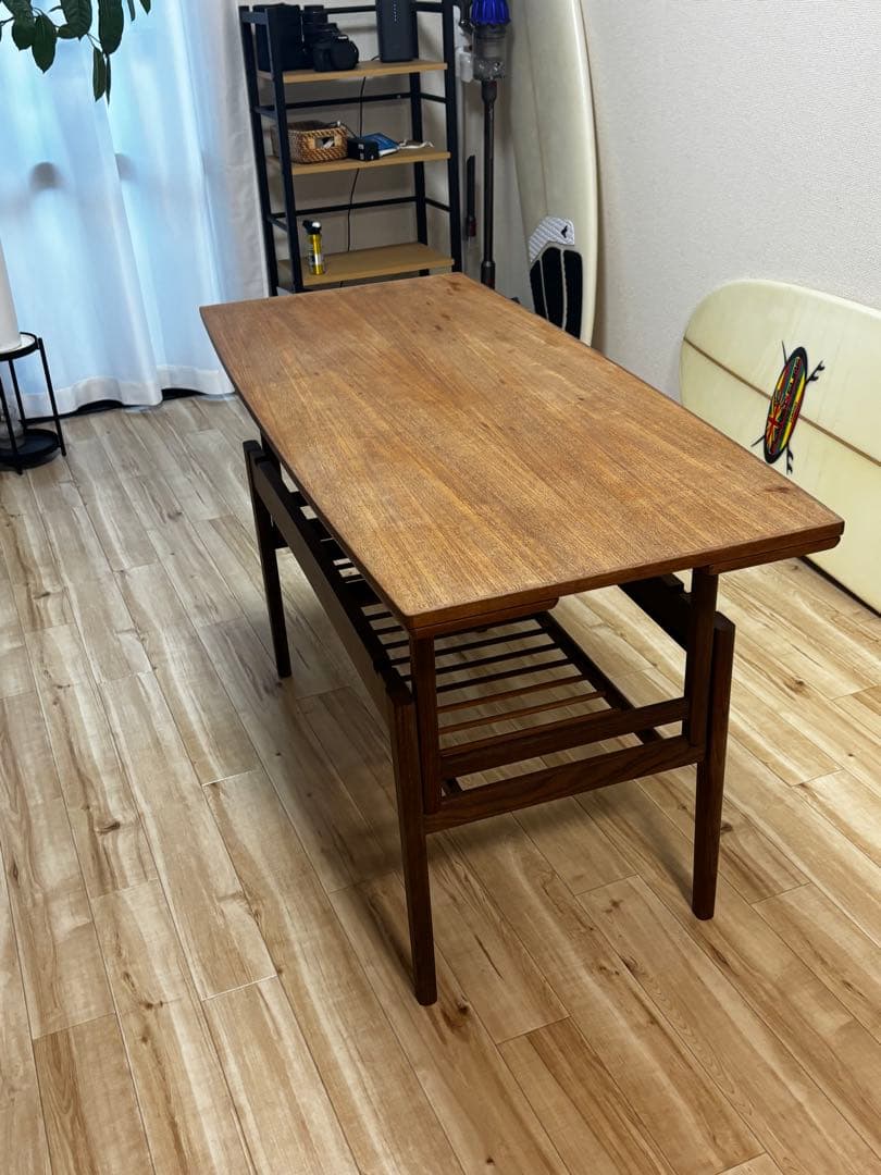 デンマーク　チーク材　エレベーターテーブル　北欧ビンテージ