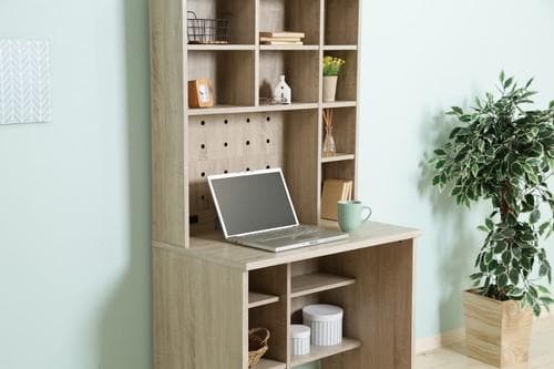 【新品・送料無料】大容量収納付きデスク　ＷＨＯ