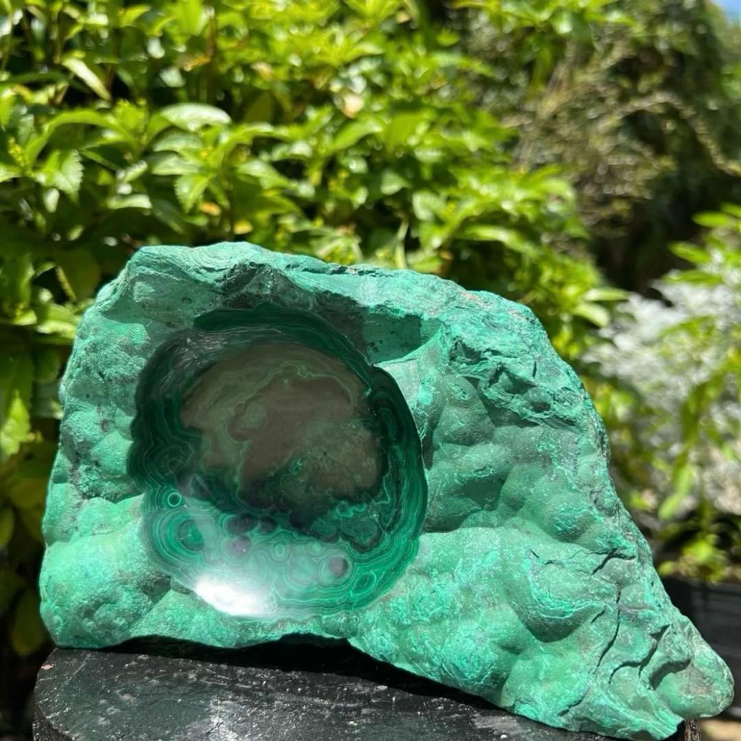 ☆癒される模様と色合い☆強いヒーリングパワー☆マラカイト 原石 浄化皿 天然石