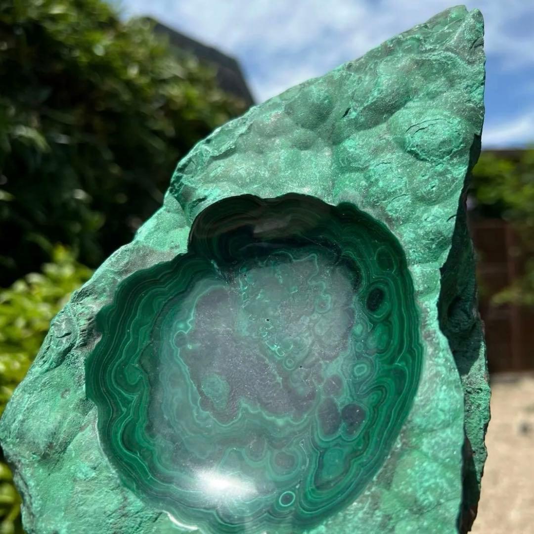☆癒される模様と色合い☆強いヒーリングパワー☆マラカイト 原石 浄化皿 天然石