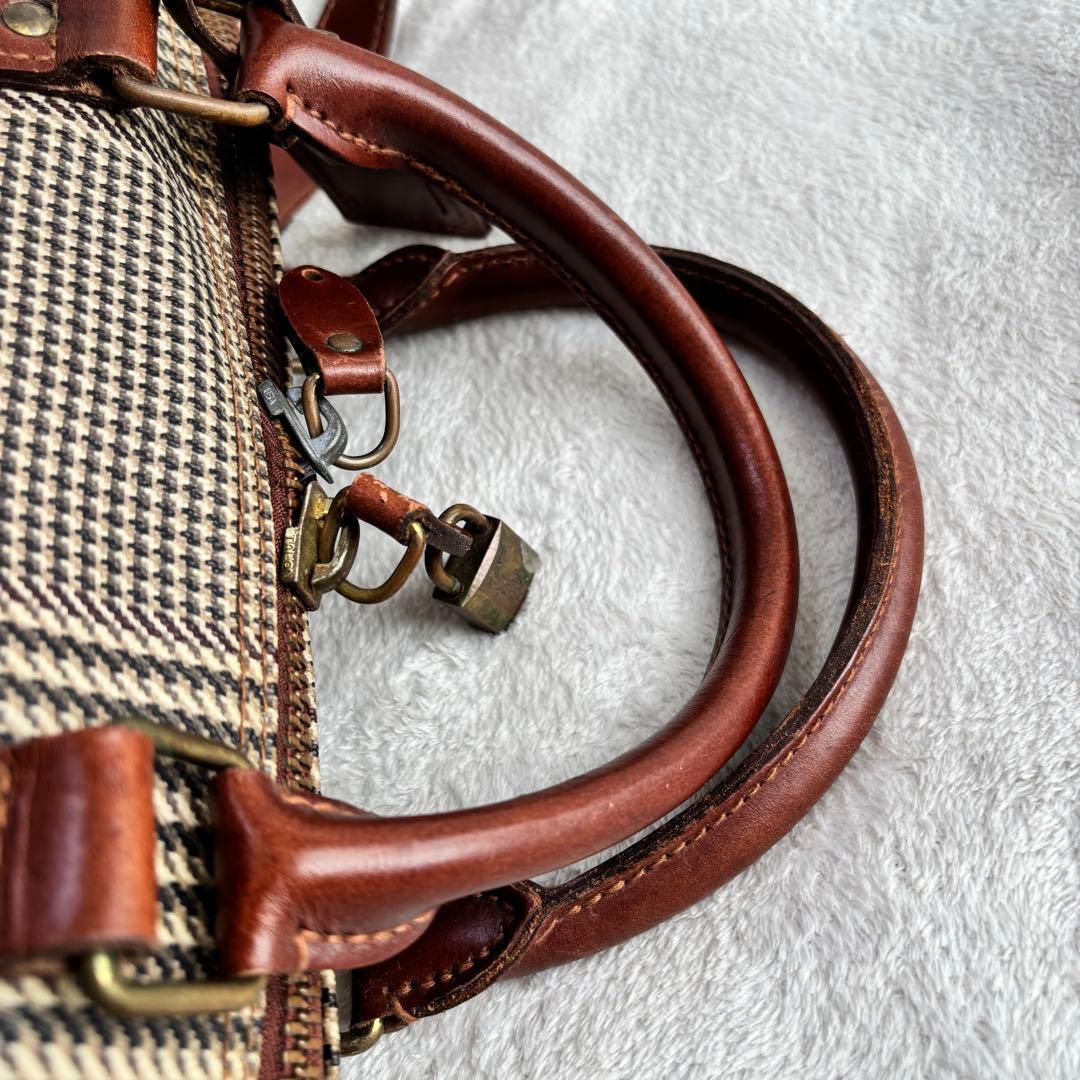 ポロラルフローレン ボストンバッグ PVCレザー２WAY ブラウン ヴィンテージ