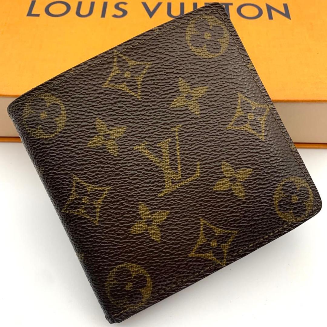鑑定済み ルイヴィトン ポルトフォイユ マルコ 二つ折り 財布 ミニ モノグラム