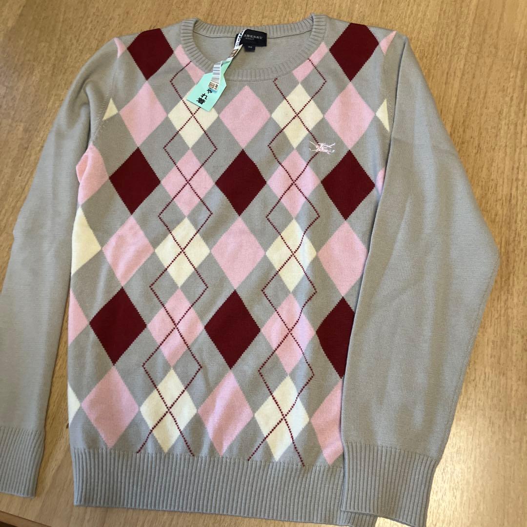 美品Burberry Golf ダイヤモンドパターン ウール100%セーター M